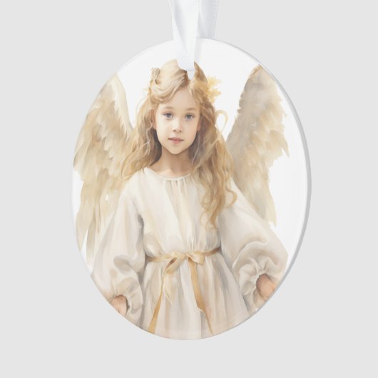 Waterverf kleine meisje engel ornament (voorkant)