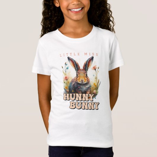 Waterverf kleine miss hunny konijn schattig konijn t-shirt (Voorkant)