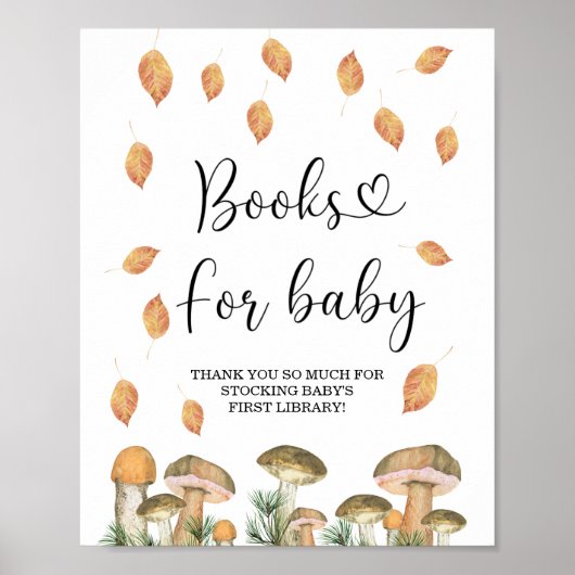 Waterverf kleine paddenstoel, herfst boeken voor b poster (Voorkant)