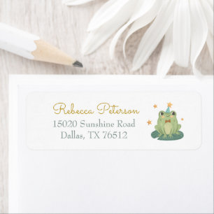 Waterverf Kleine paddenstoel met kikkeretiket Etiket