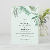 Waterverf kleine palmbestemming bruiloft kaart (Staand voorkant)