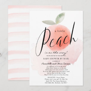 Waterverf Kleine Peach roze Baby shower per post Kaart