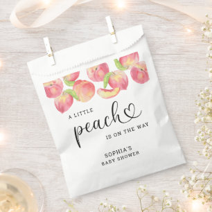 Waterverf Kleine perzik is op komst baby shower Bedankzakje