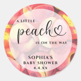 Waterverf Kleine perzik is op komst baby shower Ronde Sticker