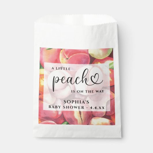 Waterverf Kleine perziken is onderweg naar baby sh Bedankzakje (Voorkant)