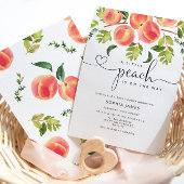 Waterverf Kleine perziken is onderweg naar baby sh Kaart