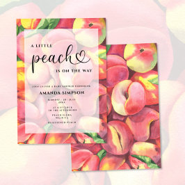 Waterverf Kleine perziken is onderweg naar baby sh Kaart