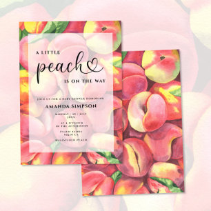 Waterverf Kleine perziken is onderweg naar baby sh Kaart