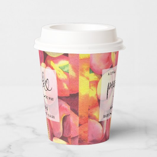 Waterverf Kleine perziken is onderweg naar baby sh Papieren Bekers (Rechts)