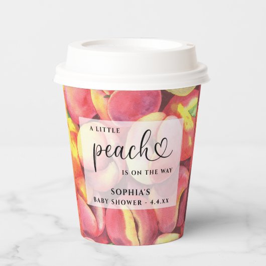 Waterverf Kleine perziken is onderweg naar baby sh Papieren Bekers (Voorkant)