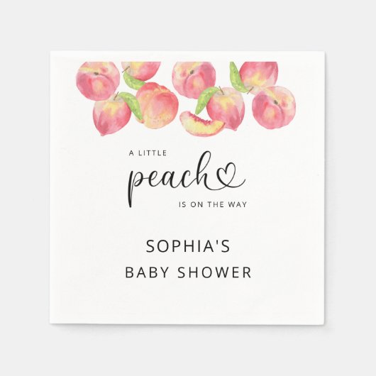Waterverf Kleine perziken is onderweg naar baby sh Servet (Voorkant)