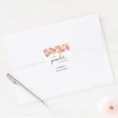 Waterverf Kleine perziken is onderweg naar baby sh Vierkante Sticker (Envelop)