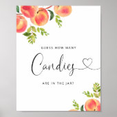 Waterverf kleine perziken raden hoeveel snoepjes poster (Voorkant)