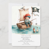 Waterverf kleine piraat verjaardag kaart (Voorkant)
