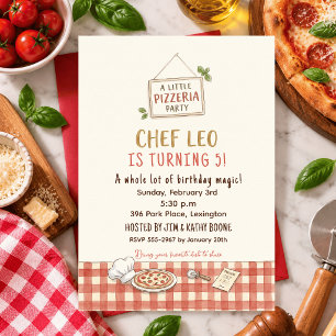 Waterverf Kleine Pizzeria Chef Verjaardag koken et Kaart