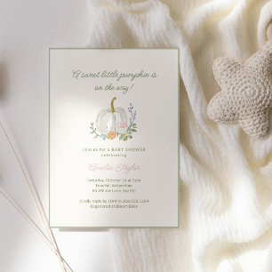 Waterverf Kleine Pompoen Bloemige Herfst Baby Show Kaart