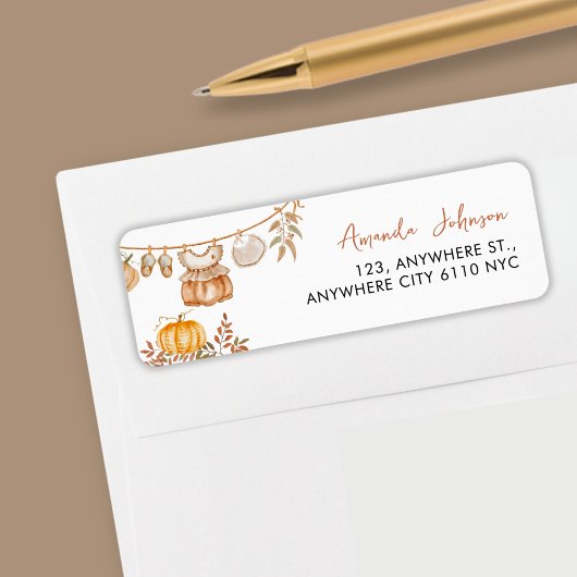 Waterverf kleine pompoen Herfst herfst Baby shower Etiket