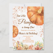 Waterverf kleine pompoen herfst verjaardagsuitnodi kaart (Voorkant)