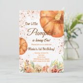 Waterverf kleine pompoen herfst verjaardagsuitnodi kaart (Staand voorkant)