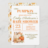 Waterverf Kleine Pompoen Sinaasappel Baby shower Kaart (Voorkant / Achterkant)