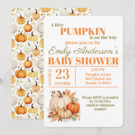 Waterverf Kleine Pompoen Sinaasappel Baby shower Kaart