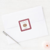 Waterverf kleine schatje babyshower vierkante sticker (Envelop)