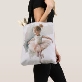 waterverf kleine, schattige ballerina in een roze  tote bag (Dichtbij)