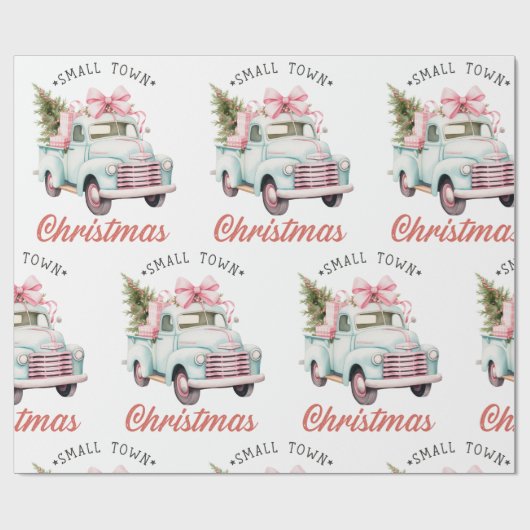 Waterverf kleine stad kerst cadeaupapier (Vlak)