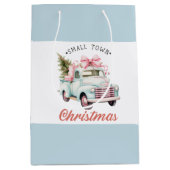 Waterverf Kleine stad Kerstmis Satijn Medium Cadeauzakje (Voorkant)