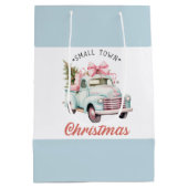 Waterverf Kleine stad Kerstmis Satijn Medium Cadeauzakje (Achterkant)