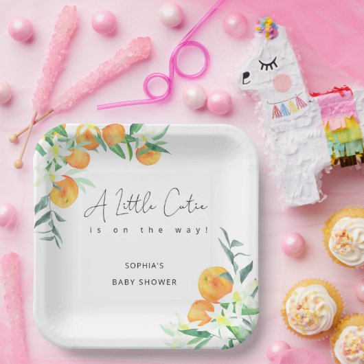 Waterverf Kleine stropdas is onderweg naar baby sh Papieren Bordje (Feest)