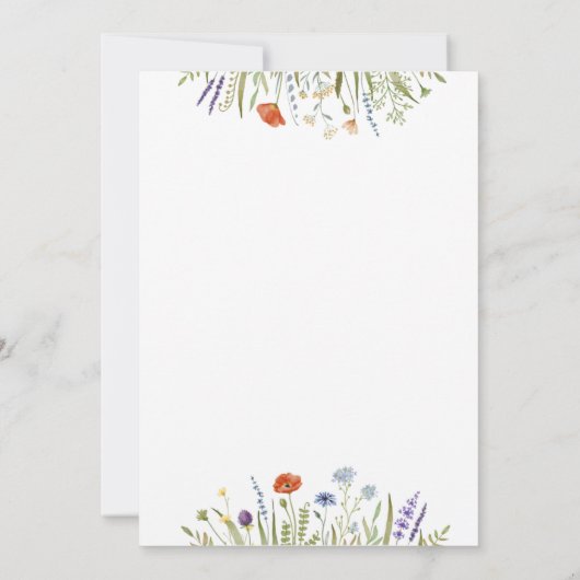 Waterverf Kleine verhoging van de Wildbloem Kaart (Achterkant)