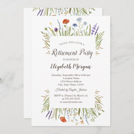 Waterverf Kleine verhoging van de Wildbloem Kaart (Voorkant / Achterkant)