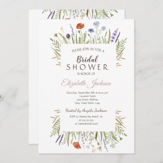 Waterverf Kleine Vrijgezellenfeest met wilde bloem Kaart (Voorkant / Achterkant)