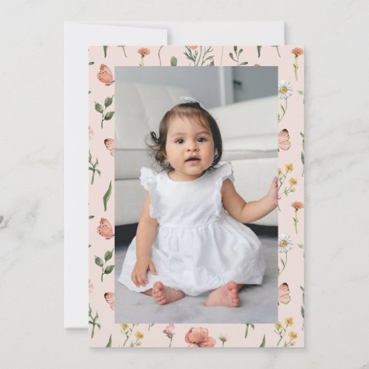 Waterverf Kleine Wildbloem 1e verjaardag Kaart (Achterkant)