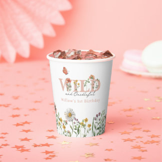 Waterverf Kleine Wildbloem 1e verjaardag Papieren Bekers