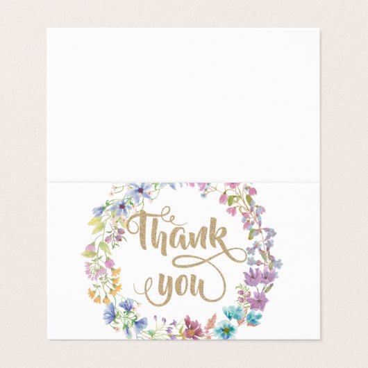 Waterverf Kleine Wildflower Meadow krans Visitekaartje (Buitenkant ongevouwen)