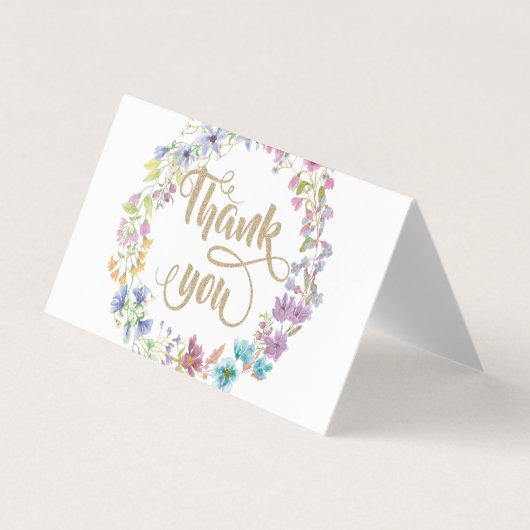 Waterverf Kleine Wildflower Meadow krans Visitekaartje (Voorkant)