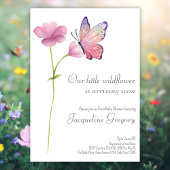 Waterverf Kleine Wildflower Vlinder Baby shower Kaart