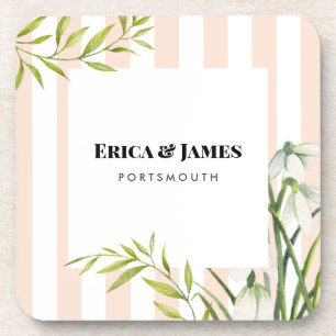 Waterverf Kleine witte sneeuwval & Laurel Bier Onderzetter