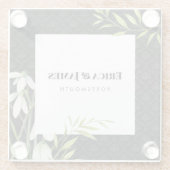 Waterverf Kleine witte sneeuwval & Laurel Damask Glazen Onderzetter (Achterkant)