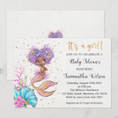 Waterverf Kleine Zeemeermin Baby shower Kaart (Voorkant / Achterkant)