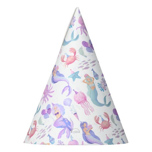 Waterverf kleine zeemeermin magische verjaardagsfe feesthoedjes (Links)