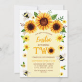 Waterverf Kleine Zonnebloem Meisje's 2e Verjaardag Kaart (Voorkant)