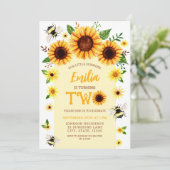 Waterverf Kleine Zonnebloem Meisje's 2e Verjaardag Kaart (Staand voorkant)