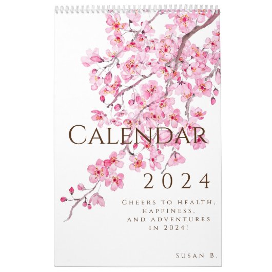 waterverf kleur bloemenkalender 2024 kalender (Hoes)