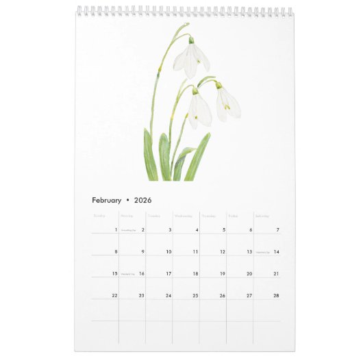 waterverf kleur bloemenkalender 2024 kalender (Feb 2026)
