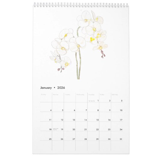 waterverf kleur bloemenkalender 2024 kalender (Jan 2026)