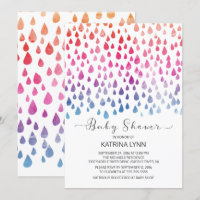 Waterverf Kleur Regendruppel Neutraal Baby shower