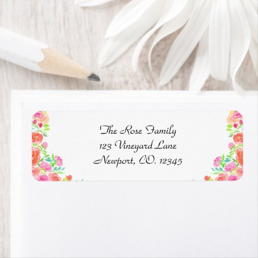 Waterverf Kleur Rozen Grensadres Etiket (Insitu)